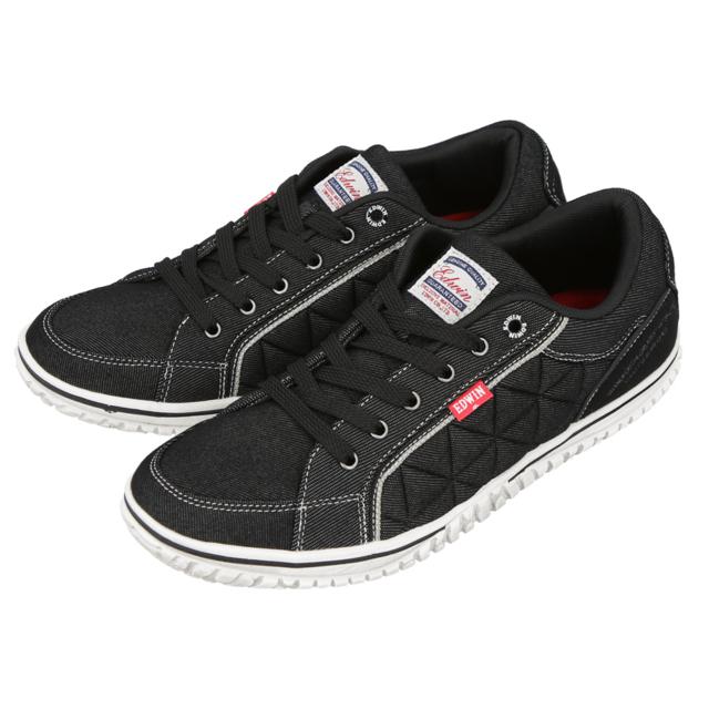 【7531.BLACK・26.5cm】 EDWIN スニーカー メンズ 通販 白 黒 通学 おしゃれ エドウィン 靴 7531 7533 7543 サイドキルティング 軽量 軽い クッション付きインナーソール 歩きやすい 疲れにくい シンプル