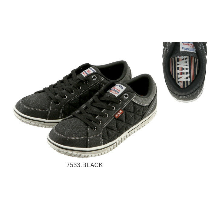 【7531.BLACK・28cm】 EDWIN スニーカー メンズ 通販 白 黒 通学 おしゃれ エドウィン 靴 7531 7533 7543 サイドキルティング 軽量 軽い クッション付きインナーソール 歩きやすい 疲れにくい シンプル