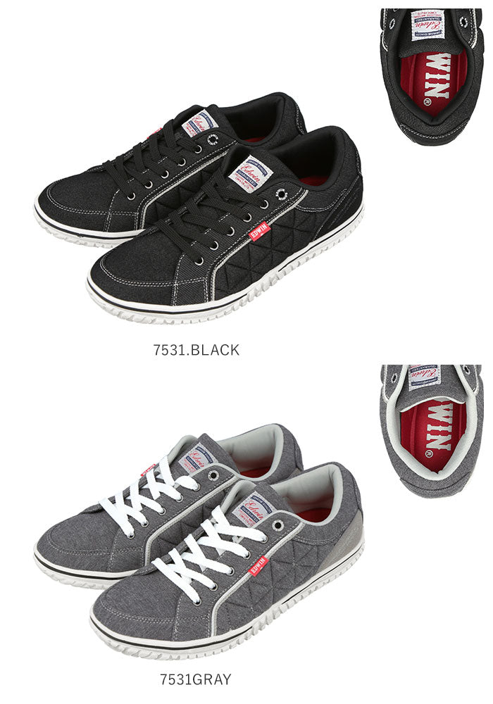 【7531.BLACK・27cm】 EDWIN スニーカー メンズ 通販 白 黒 通学 おしゃれ エドウィン 靴 7531 7533 7543 サイドキルティング 軽量 軽い クッション付きインナーソール 歩きやすい 疲れにくい シンプル