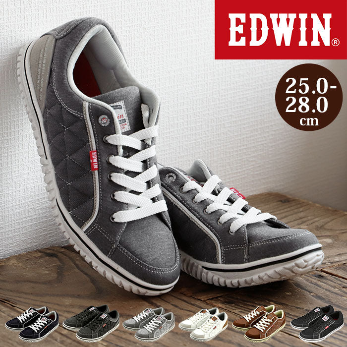 【7531.BLACK・25.5cm】 EDWIN スニーカー メンズ 通販 白 黒 通学 おしゃれ エドウィン 靴 7531 7533 7543 サイドキルティング 軽量 軽い クッション付きインナーソール 歩きやすい 疲れにくい シンプル