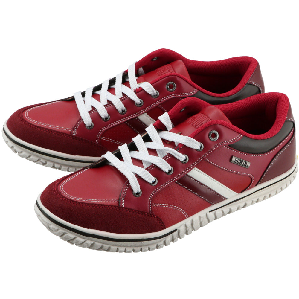 【RED・27cm】 EDWIN スニーカー メンズ 通販 黒 赤 通学 おしゃれ エドウィン 靴 7537 軽量 軽い カップインソール 歩きやすい 疲れにくい シンプル カジュアル ローカット シューズ