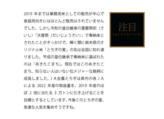 とちぎの星 20ｋｇ 栃木県4年産 大粒 令和大嘗祭献上米