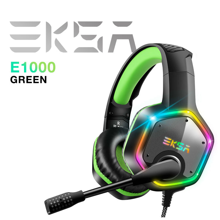 【Green】EKSA E1000ゲーミング ヘッドフォン マイク付き eksa-002