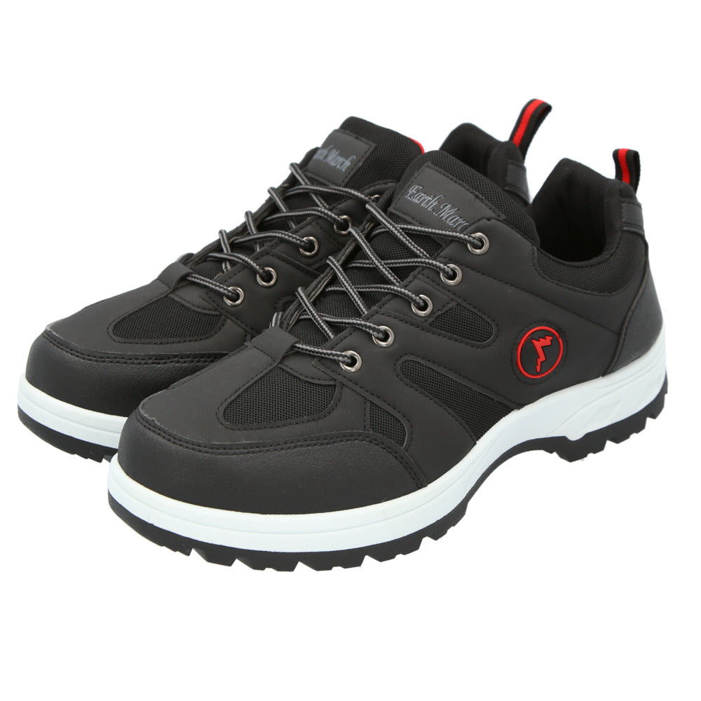 【BLACK・22.5cm】 トレッキングシューズ メンズ 通販 アウトドア レディース スニーカー レースアップ ローカット ハイキング 登山靴 ワークシューズ 作業用 男女兼用 ユニセックス Earth March