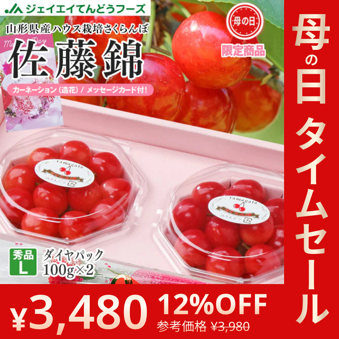 母の日 ギフト 山形県産さくらんぼ佐藤錦 L玉 ダイヤパック100g×2 送料無料※一部地域別途送料 mc09【母の日SALE】