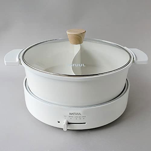 NATUUL 2食おやこ電気鍋 ホワイト アズマ NL-GP2IOA（たこ焼きプレート付き）