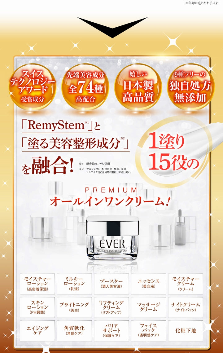 【送料無料】エヴェル オールインワンパーフェクトクリーム ×お得２個《ＥＶＥＲ、３０ｇ、オールインワンクリーム、次世代の美容成分「RemyStem」》