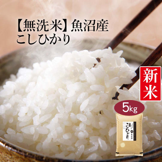 無洗米 新潟県 魚沼産 こしひかり (茶袋) 5kg 令和5年産 新米 お米 白米 おくさま印 国産 食品 ギフト 引っ越し 挨拶 出産 内祝い 母の日 父の日 お中元 お歳暮 結婚 快気 還暦 香典返し お年賀 送料無料