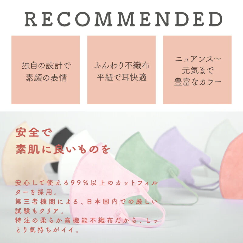 （ハニー 子供）【マスク工業会正会員  日本カケン認証あり JIS 】3Dマスク 立体マスク 30枚 血色マスク 不織布 3D 小顔 カラーマスク 使い捨て 口紅がつきにくい 呼吸がしやすい 通気性 かわいい 人気