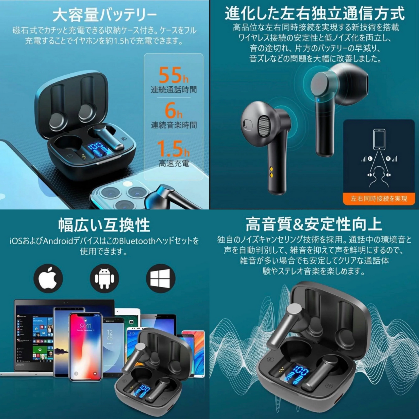 サクラピンク 在庫一掃セ-ル/赤字価格　ブルートゥースイヤホン　1299円さらに送料無料　ケース残電表示　日本語説明書　クリアなハンズフリー通話　指先で楽々操作　　両耳　左右分離型　IPX5完全防水 マイク付き