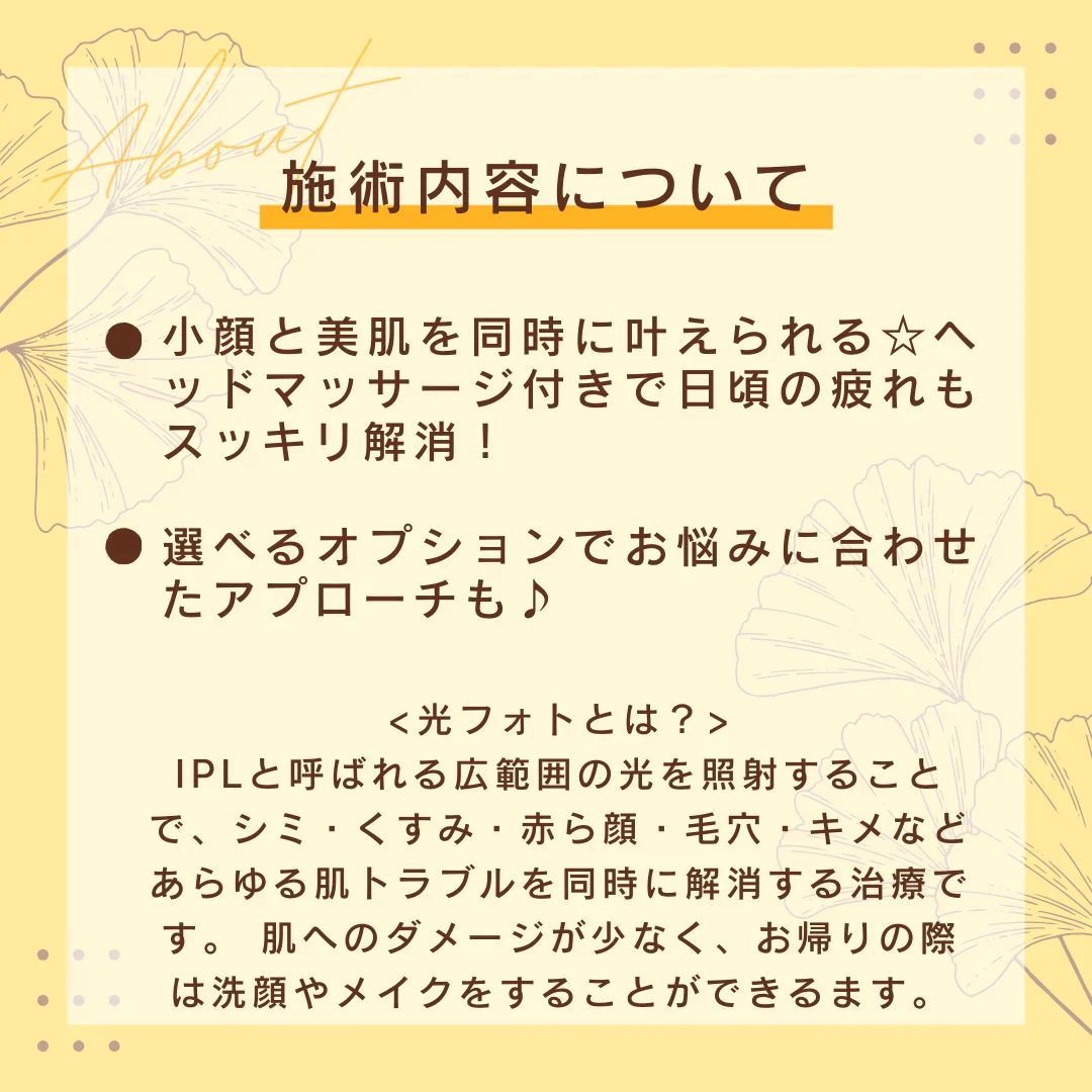 小顔美肌フェイシャル＋ヘッド＋選べるオプション60分　【美容サロンチケット】美容/エステ/フェイシャル/東京/表参道/RiseSALON