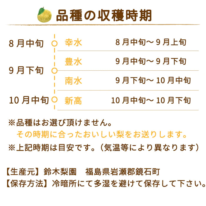 福島県産 梨 3kg  (6～9個入)家庭用 鏡石町 *