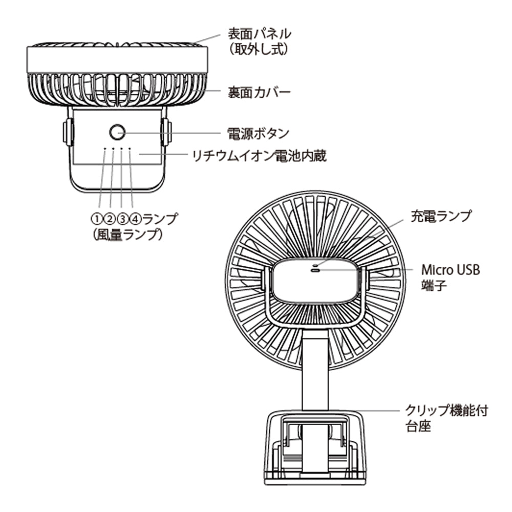扇風機 クリップファン MF-V005 VERTEX ヴァーテックス ブラック