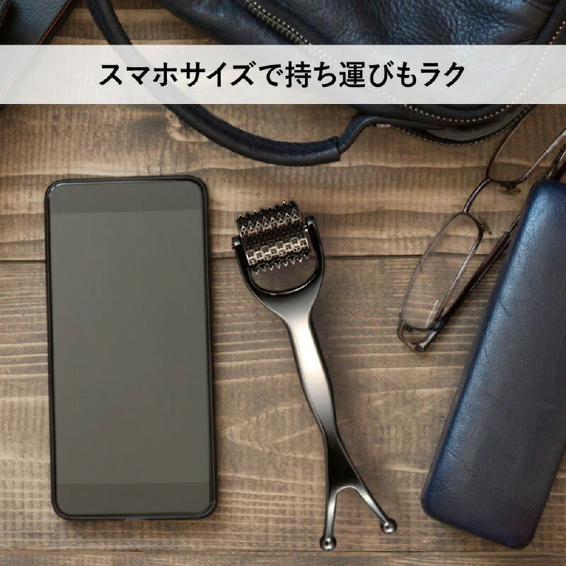 ヘアマッサージ 熱伝導スカルプローラー ブラック 頭皮マッサージ 美顔ローラー  ヘッドローラー 頭皮ケア リフトアップ 美容鍼 スカルプ ヘアケア 女性 男性 薄毛 美容グッズ ツボ 押し コロコロ プレゼント