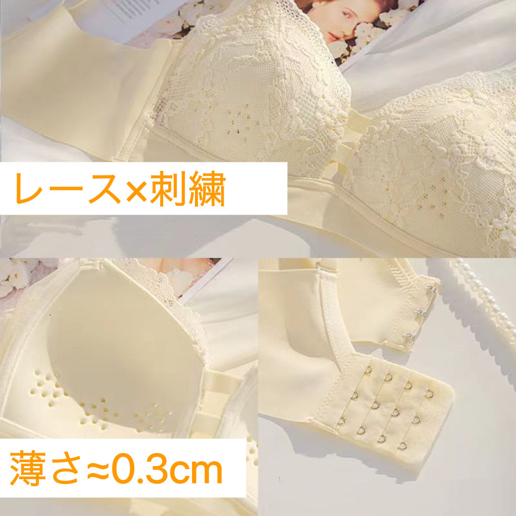 お得 5組限定　40/90AB 　2セット入！！最安値挑戦　超盛れるブラジャー下着 上下セット 可愛い ショーツ 刺繍レース ノンワイヤー痛くない自胸で谷間復活ナイトブラ 下着 セクシー ブラショーツセット
