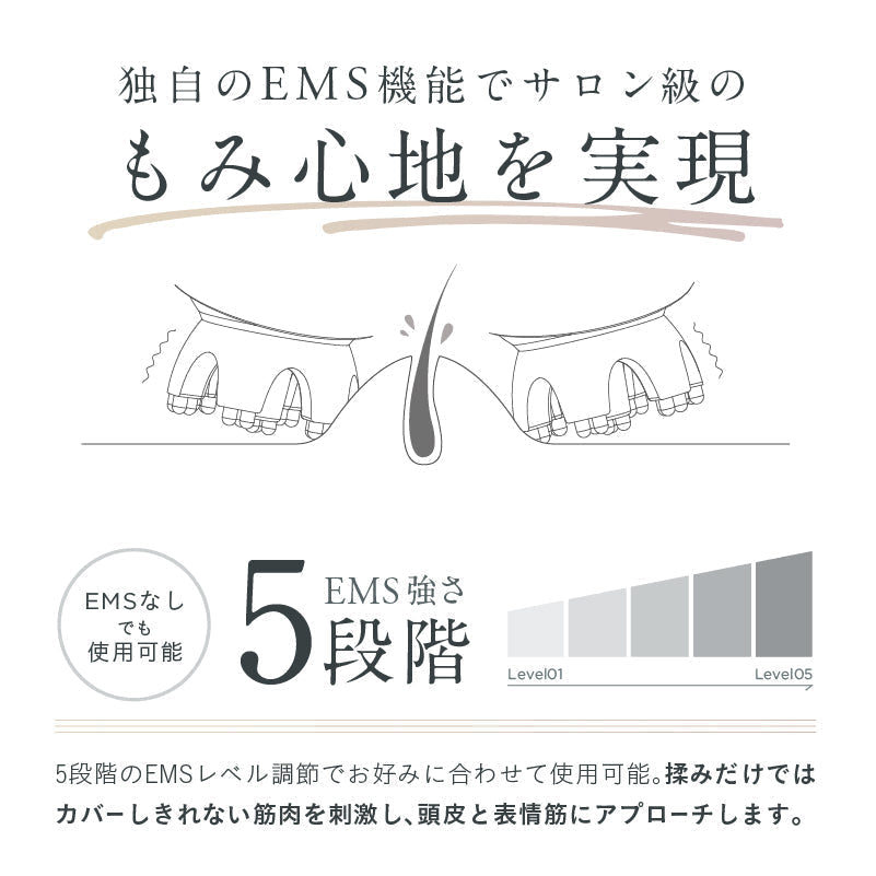 EMS HEAD SPA　電動頭皮ブラシ　IPX7防水　3D振動　乾湿両用