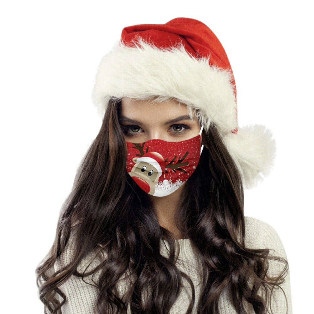 マスク クリスマス トナカイ 10枚セット サンタクロース サンタさん コスプレ リアル 絵柄 プリント おしゃれ ストリート ラッパー 快適 ファッションマスク 立体マスク 大人 レディース 個包装 伸縮性 エコマスク フィット