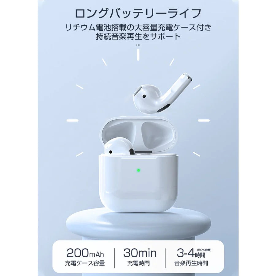 【高音質】ワイヤレスイヤホン Bluetooth 5.2 ブルートゥースイヤホン インナーイヤー型 タッチ式 左右分離型 低遅延 片耳 両耳 防水 Siri対応 iPhone ipad Android【ゲリラセール】