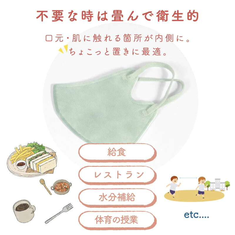 （ミント 子供）【マスク工業会正会員  日本カケン認証あり JIS 】3Dマスク 立体マスク 30枚 血色マスク 不織布 3D 小顔 カラーマスク 使い捨て 口紅がつきにくい 呼吸がしやすい 通気性 かわいい 人気