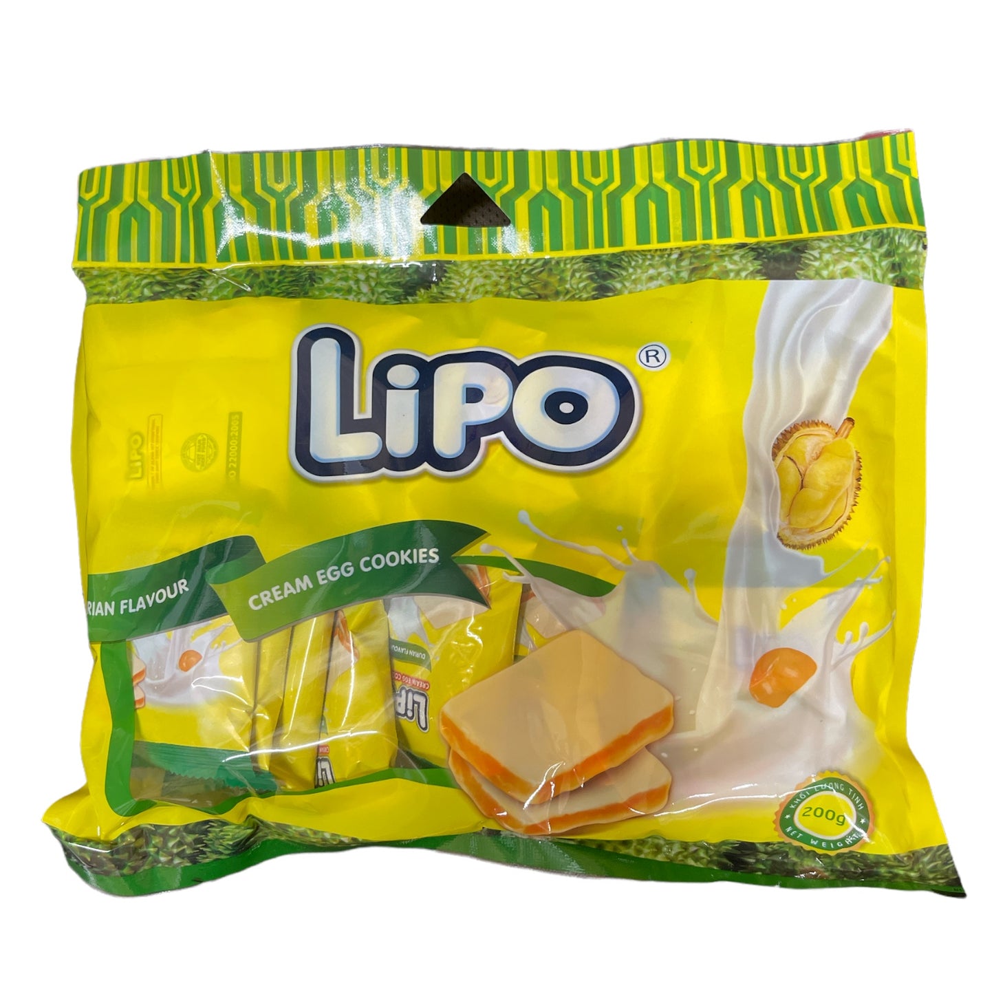 クリームエッグクッキー（ドリアン風味)200g 1袋・LIPO CREAM EGG COOKIES WITH DURIAN FLAVOR 200g 1goi