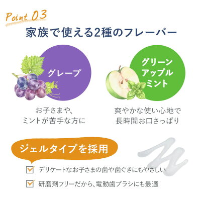 【2本セット】For fam(フォーファム)　トゥースジェル 薬用歯磨きジェル ホワイトニング 虫歯予防 口臭防止 グレープ グリーンアップルミント 子ども用 大人用
