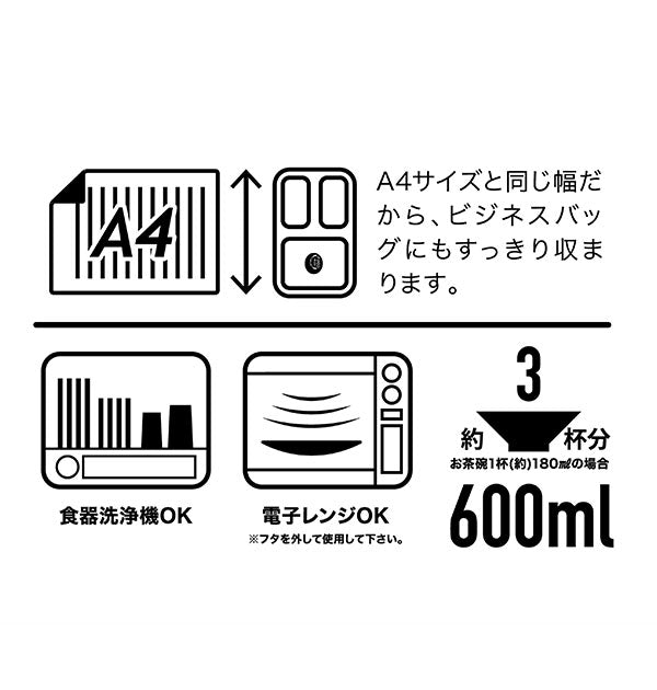 【クリアダークブルー】 弁当箱 600ml FOODMAN フードマン  通販 スリム 薄型 女子 男子 食器洗浄機対応 フードマン 1段 コンパクト 大人 小学生 通勤 通学 ランチボックス スマート ランチプレート シンプル