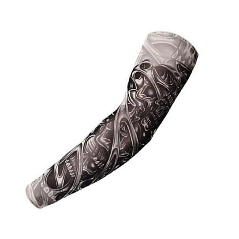 1枚 単品 tattoo タトゥー アームスリーブ 腕カバー ロングタイプ 日焼け止め　紫外線カット uv効果 キャンプ スポーツ 釣り 登山 刺青 イレズミ 墨 ギャング フェイク 宴会 ドッキリ サプライズ クラブ ゴルフ 演劇 コスプレ 衣装 ヤンキー役