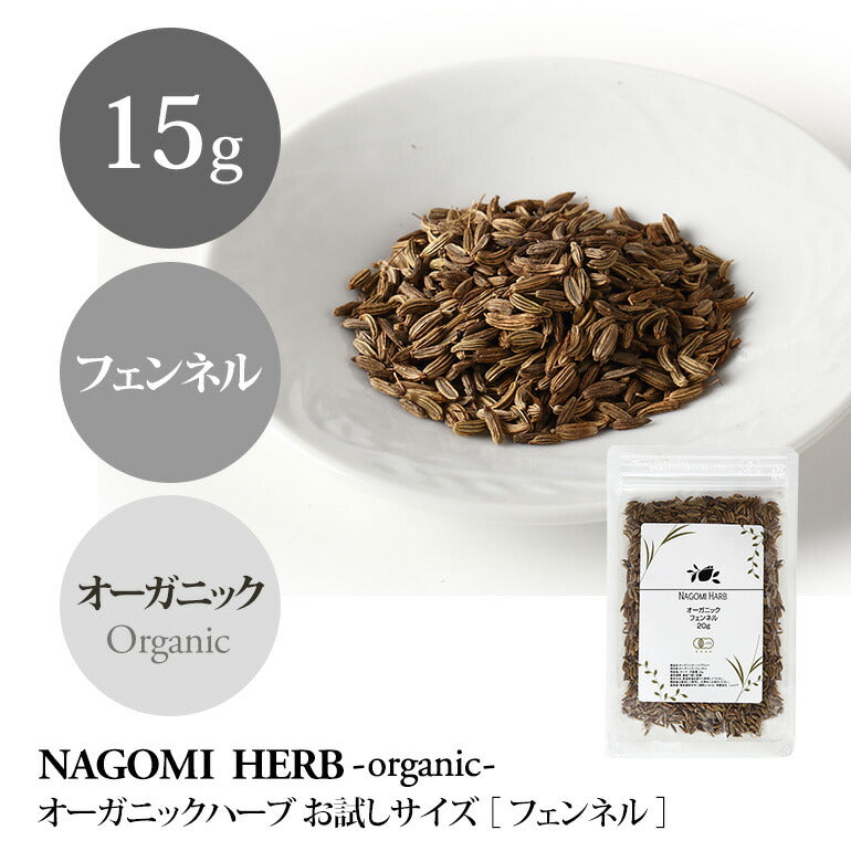 有機JAS オーガニック・フェンネル お試し 15g 【 ハーブティー ハーブ ドライハーブ 茶葉 スパイス カレー 香辛料 無農薬 お茶 】