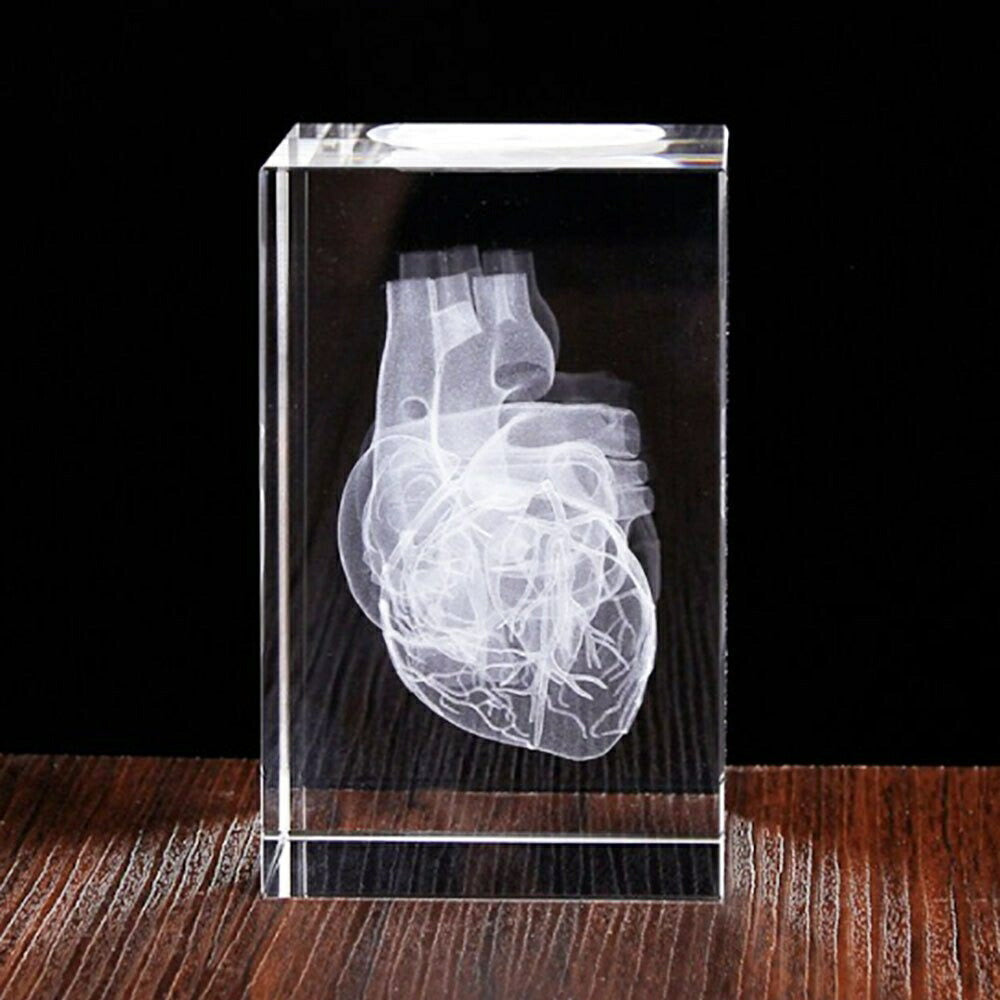 置物 クリスタル 心臓 レーザー 彫り 3D オブジェ インテリア クリスタルアート イルミネーション LED台座 ライトアップ 照明 玄関 卓上 テーブル プレゼント 実験 サイエンス マッドサイエンティスト 理科 化学 ハート ガラス