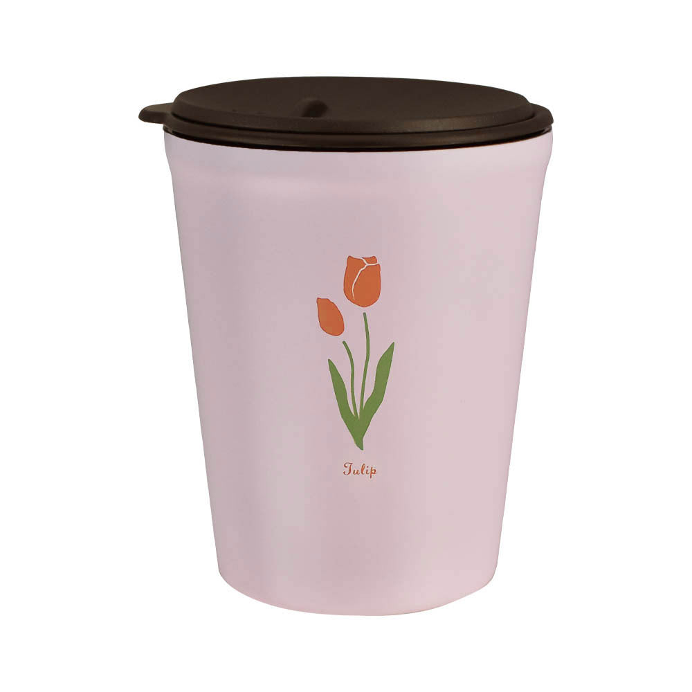 【チューリップ・タンブラー】 Fleur フルール タンブラー ステンレス 蓋付き 260ml 通販 フタ付き 保冷 保温 洗いやすい レトロ 花柄 フタ ふた 蓋 オフィス おしゃれ かわいい 昭和レトロ ギフト 贈り物