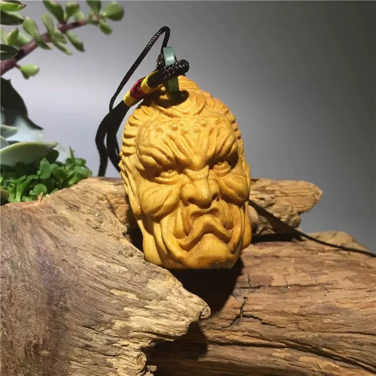 仏魔の一念 仏魔如来 柘植木  細密黄楊木彫 仏魔 仏魔の一念 柘植 黄楊 仏 提物/根付 ストラップ ペンダント お守り 悪魔 一念 木彫り 彫刻