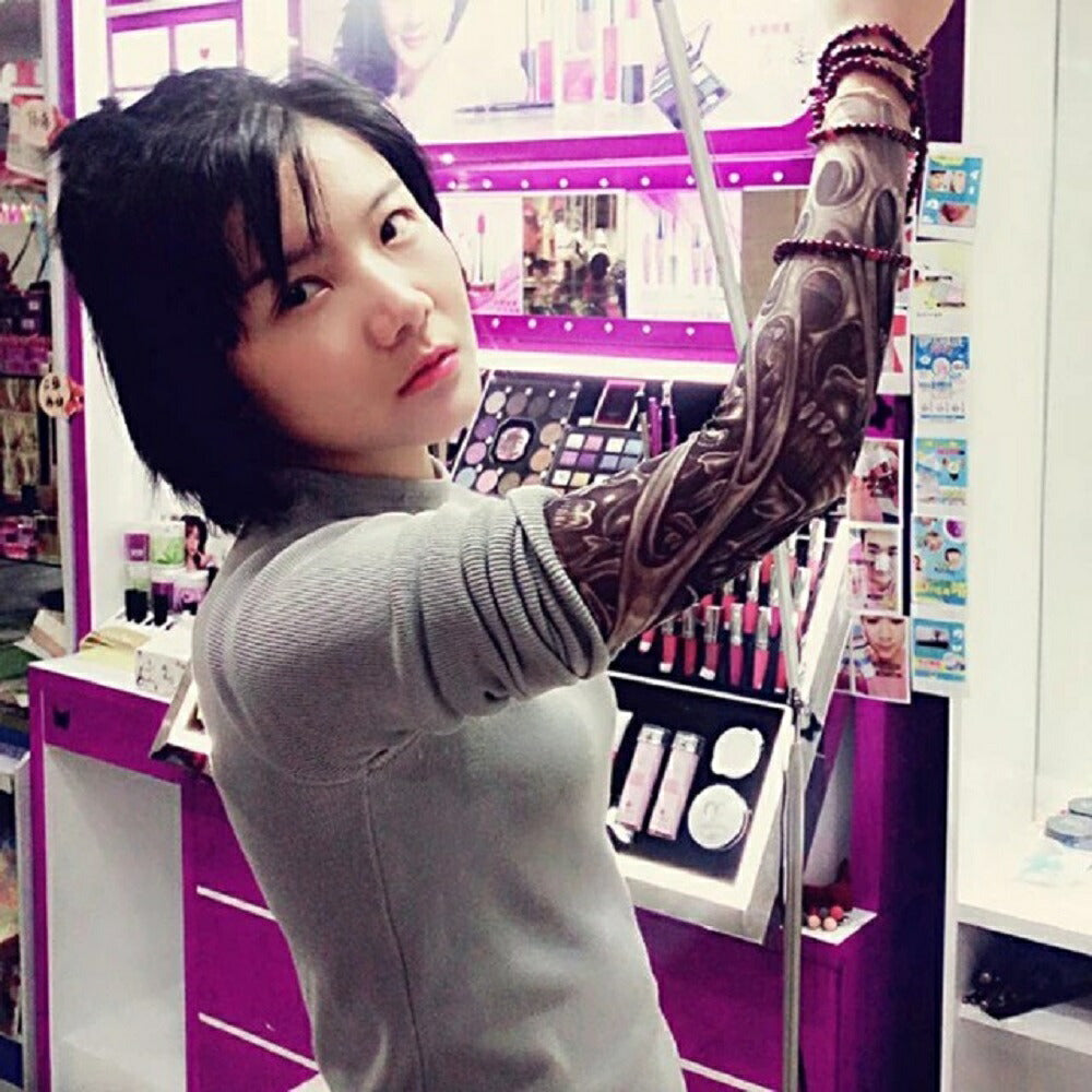 1枚 単品 tattoo タトゥー アームスリーブ 腕カバー ロングタイプ 日焼け止め　紫外線カット uv効果 キャンプ スポーツ 釣り 登山 刺青 イレズミ 墨 ギャング フェイク 宴会 ドッキリ サプライズ クラブ ゴルフ 演劇 コスプレ 衣装 ヤンキー役