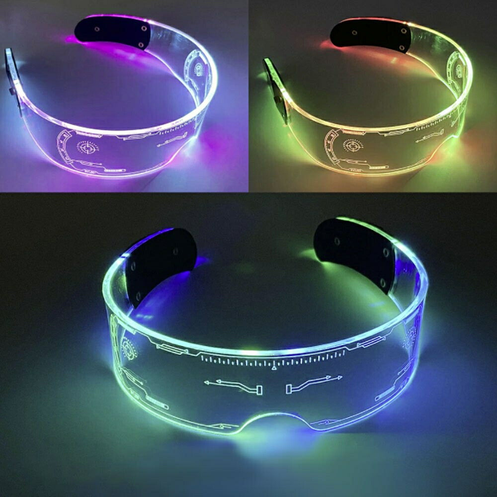サングラス 近未来 LED 線型 クリア SF レディース メンズ スクエア ビッグ フレーム 大きめ かわいい おしゃれ ファッションアイテム トレンド メガネ UVカット 運転用 眼鏡 b系 ヒップホップ ストリート クラブ CLUB オラオラ