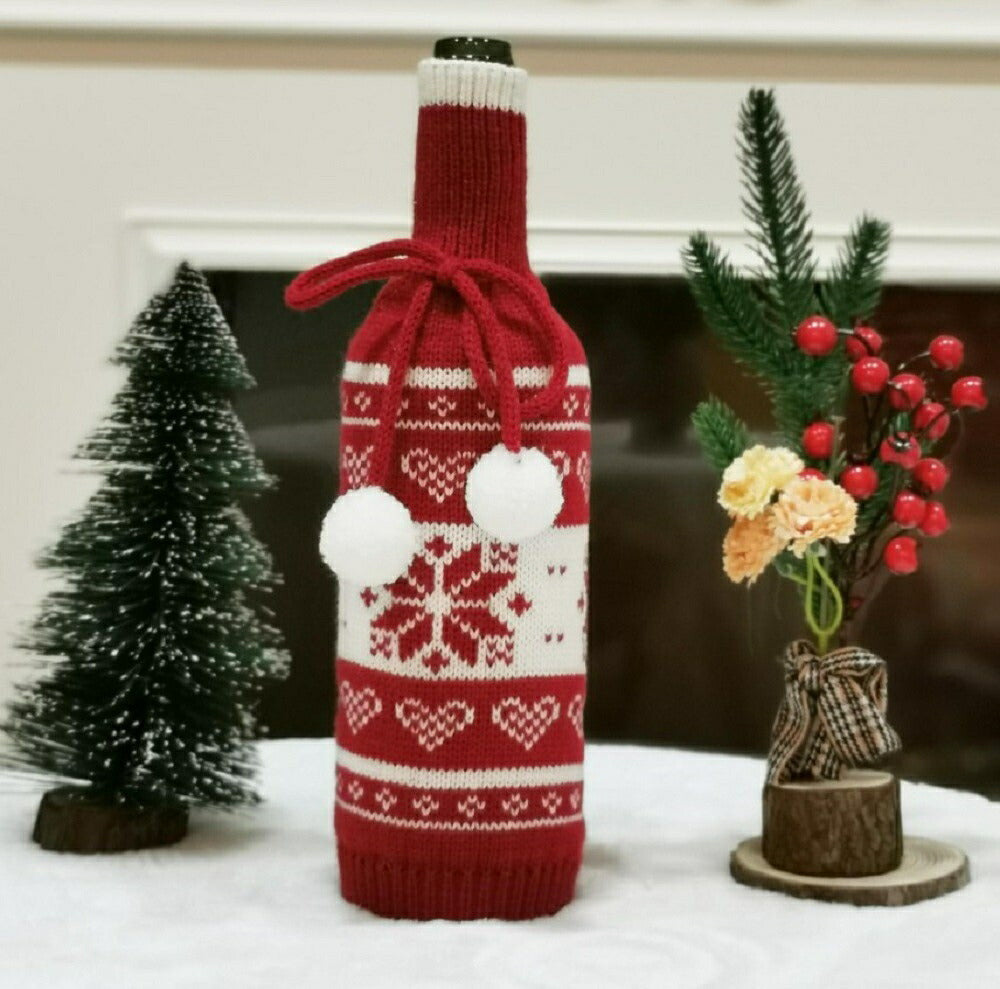 雑貨 ワインボトルカバー 雪の結晶 ニット ボトルカバー クリスマスデコレーション クリスマスパーティー かわいい デザイン サンタクロース スノーマン ワイン クリスマス 食卓 インテリア パーティ デコレーション 飾り 装飾 プレゼント 贈り物