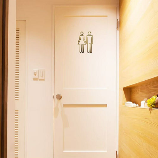 トイレ 男女マーク ゴールド プレート 雑貨 おしゃれ トイレサイン TOILET MEN WOMEN サイン ドアプレート トイレマークプレート トイレ標識 自宅 会社 ピクトグラム 誕生日 クリスマス ギフト サプライズ 友人 家族 パーティー