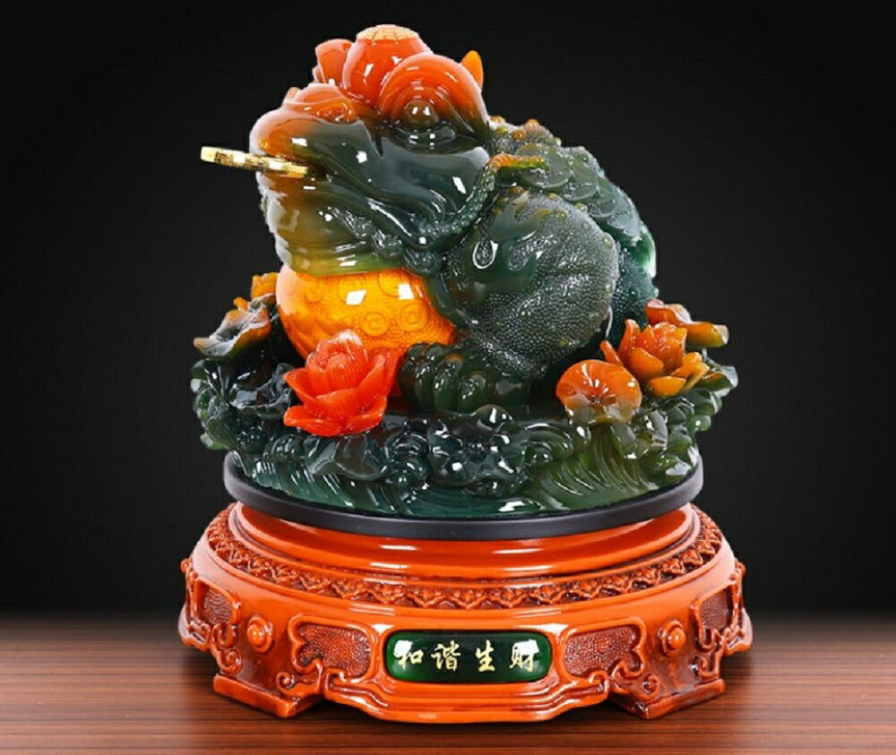 風水 蛙 特大 蓮の上に座る 蓮の花 カエル シリトン 超特大 風水アイテム 大盛況 超縁起物 幸運 祈り 浄化 金運 宝くじ 金運アップ 最強 商売繁盛 開店祝い 祝い 贈り物 お店 店舗 プレゼント 経営者 経営 玄関 置物 インテリア
