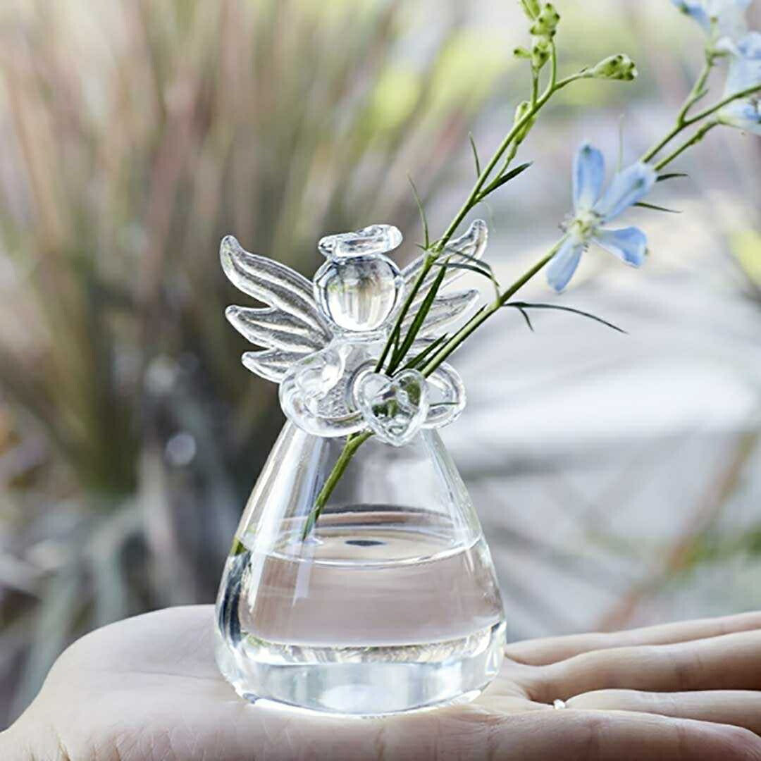 花瓶 天使 透明 ガラス クリア 花器 卓上花瓶 ブーケスタンド 水耕栽培 個性的 透明な花瓶 革新的 インテリア 飾り 工芸品 丸型 フラワーベース Flower 一輪挿し ドライフラワー 北欧 ミニサイズ おしゃれ 生け花 造花 華 置物