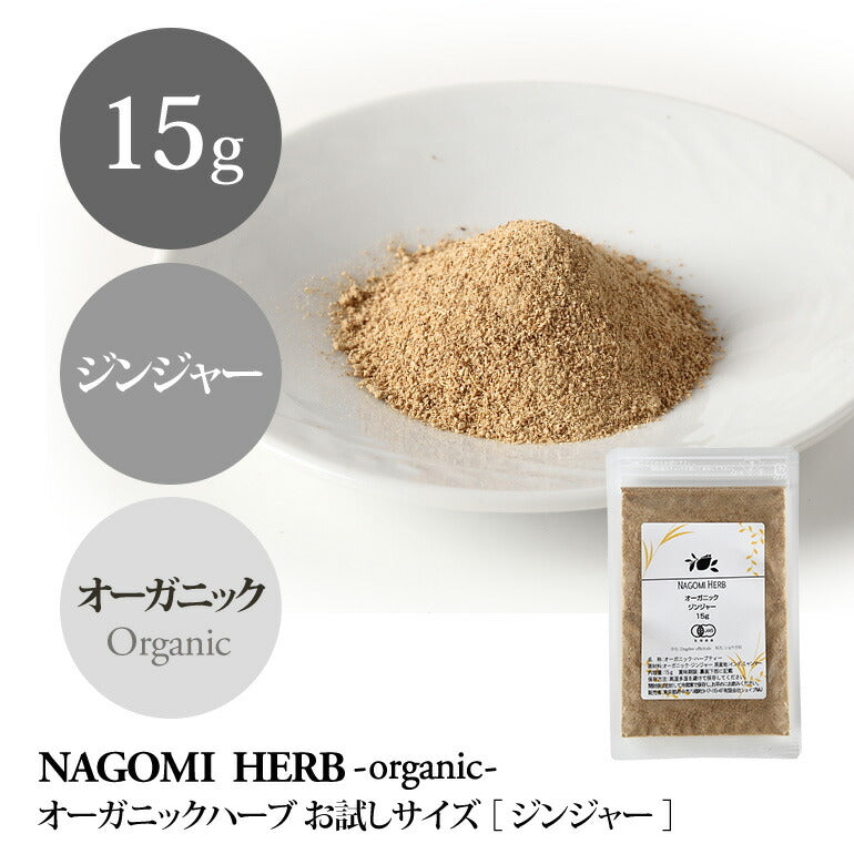 有機JAS オーガニック・ハーブ　ジンジャー お試し 粉末 15g 【 しょうが ショウガ 生姜 生姜湯  パウダー お茶 ハーブティー 粉茶 温活 秋 冬 ぽかぽか 】