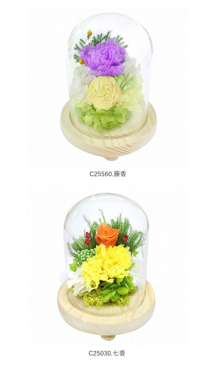 【C25520.春香・ガラスドーム】 プリザーブドフラワー ガラスドーム 通販 仏花 仏壇用 ブリザードフラワー プリザードフラワー お供え 花 枯れない お盆 彩華 花器付き フラワーギフト プレゼント 誕生日 退職祝い