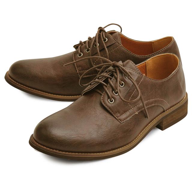 【DARKBROWN(スムース)・M(26.0-26.5cm)】 靴 メンズ おしゃれ 通販 メンズシューズ カジュアル ビジネスシューズ フェイクレザー 通勤 きれいめ 男性 紐靴 バブーシュ 外履き Sサイズ 25cm 25.5cm Mサイズ 26cm 26.5cm Lサイズ