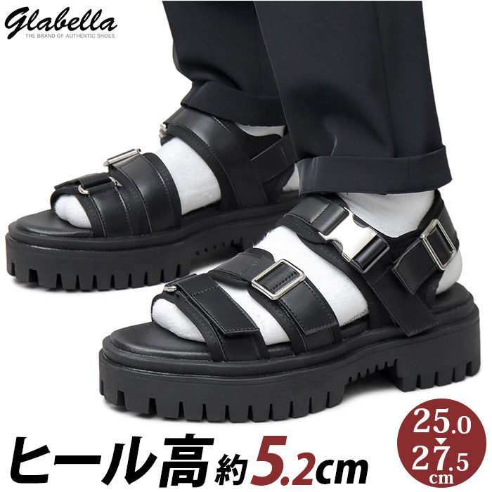 【BLACK・L(27.0-27.5cm)】 グラベラ サンダル glabella 通販 GLBT-262 スポーツサンダル 厚底サンダル メンズ ストラップサンダル オフィスサンダル コンフォートサンダル PLATFORM SOLE SANDALS