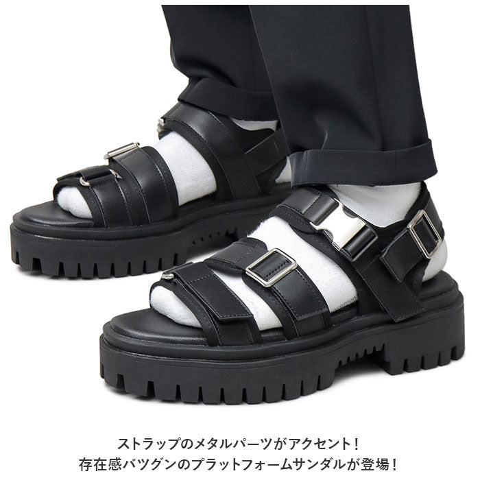 【BLACK・L(27.0-27.5cm)】 グラベラ サンダル glabella 通販 GLBT-262 スポーツサンダル 厚底サンダル メンズ ストラップサンダル オフィスサンダル コンフォートサンダル PLATFORM SOLE SANDALS