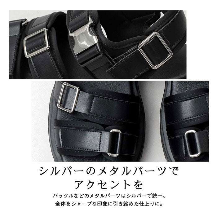 【BLACK・L(27.0-27.5cm)】 グラベラ サンダル glabella 通販 GLBT-262 スポーツサンダル 厚底サンダル メンズ ストラップサンダル オフィスサンダル コンフォートサンダル PLATFORM SOLE SANDALS