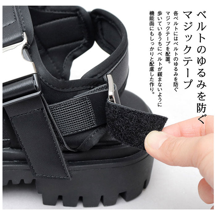 【BLACK・L(27.0-27.5cm)】 グラベラ サンダル glabella 通販 GLBT-262 スポーツサンダル 厚底サンダル メンズ ストラップサンダル オフィスサンダル コンフォートサンダル PLATFORM SOLE SANDALS