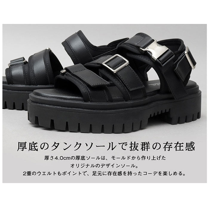 【BLACK・L(27.0-27.5cm)】 グラベラ サンダル glabella 通販 GLBT-262 スポーツサンダル 厚底サンダル メンズ ストラップサンダル オフィスサンダル コンフォートサンダル PLATFORM SOLE SANDALS