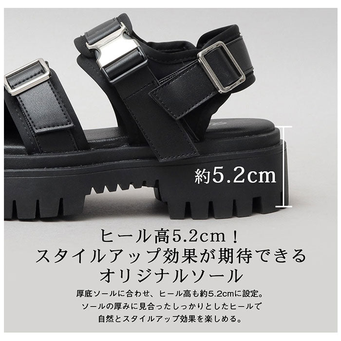 【BLACK・L(27.0-27.5cm)】 グラベラ サンダル glabella 通販 GLBT-262 スポーツサンダル 厚底サンダル メンズ ストラップサンダル オフィスサンダル コンフォートサンダル PLATFORM SOLE SANDALS