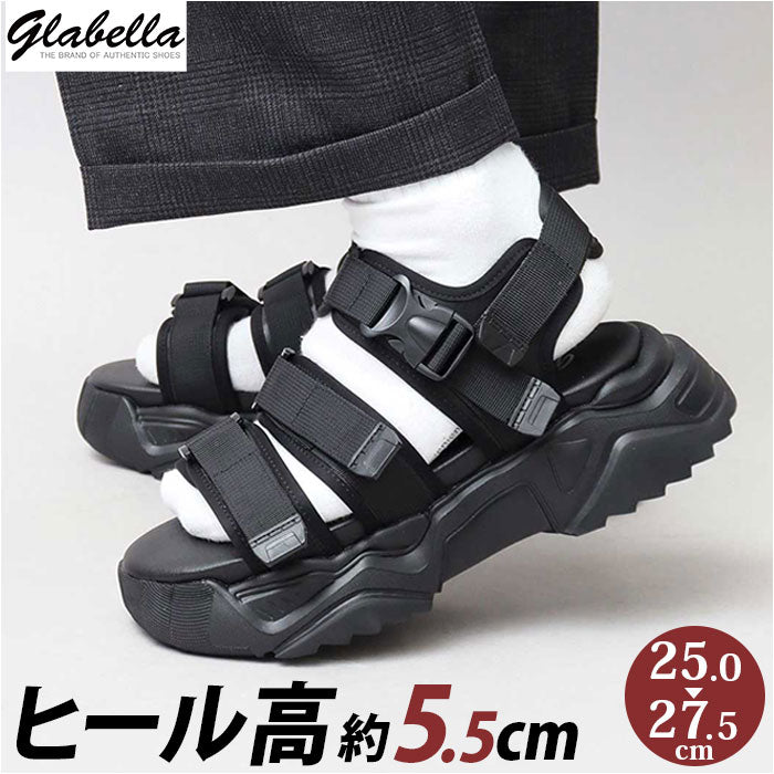 【BLACK・L(27.0-27.5cm)】 グラベラ サンダル glabella 通販 GLBT-265 スポーツサンダル 厚底サンダル メンズ ストラップサンダル オフィスサンダル コンフォートサンダル CHUNKY SOLE STRAP SANDALS