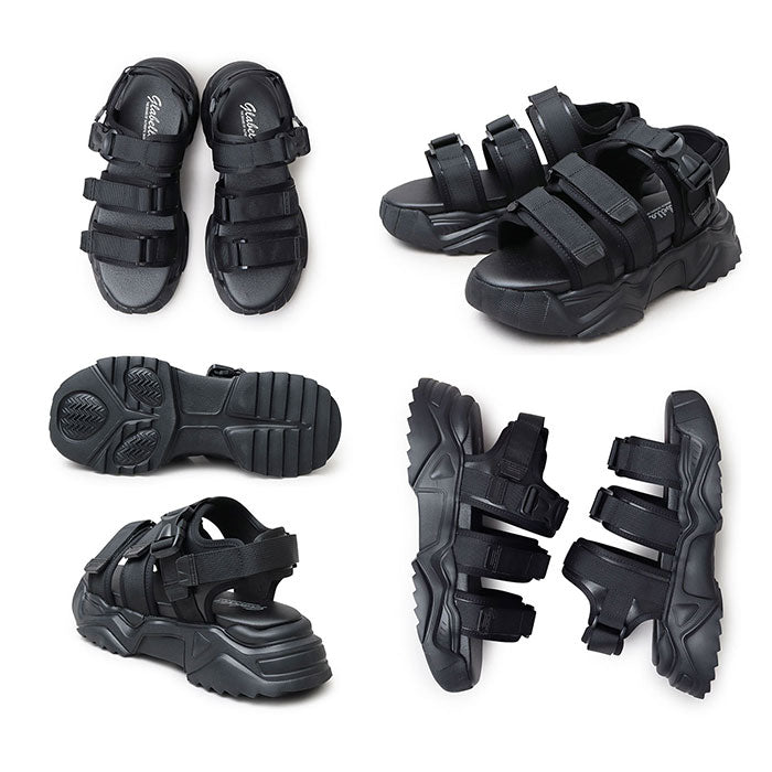 【BLACK・L(27.0-27.5cm)】 グラベラ サンダル glabella 通販 GLBT-265 スポーツサンダル 厚底サンダル メンズ ストラップサンダル オフィスサンダル コンフォートサンダル CHUNKY SOLE STRAP SANDALS