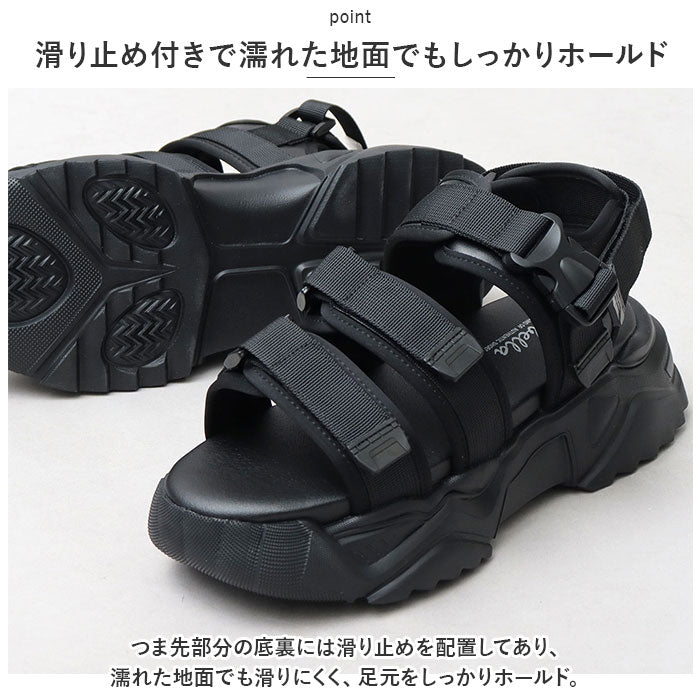 【BLACK・L(27.0-27.5cm)】 グラベラ サンダル glabella 通販 GLBT-265 スポーツサンダル 厚底サンダル メンズ ストラップサンダル オフィスサンダル コンフォートサンダル CHUNKY SOLE STRAP SANDALS