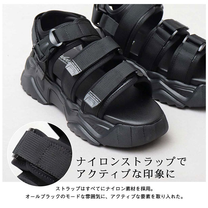 【BLACK・L(27.0-27.5cm)】 グラベラ サンダル glabella 通販 GLBT-265 スポーツサンダル 厚底サンダル メンズ ストラップサンダル オフィスサンダル コンフォートサンダル CHUNKY SOLE STRAP SANDALS